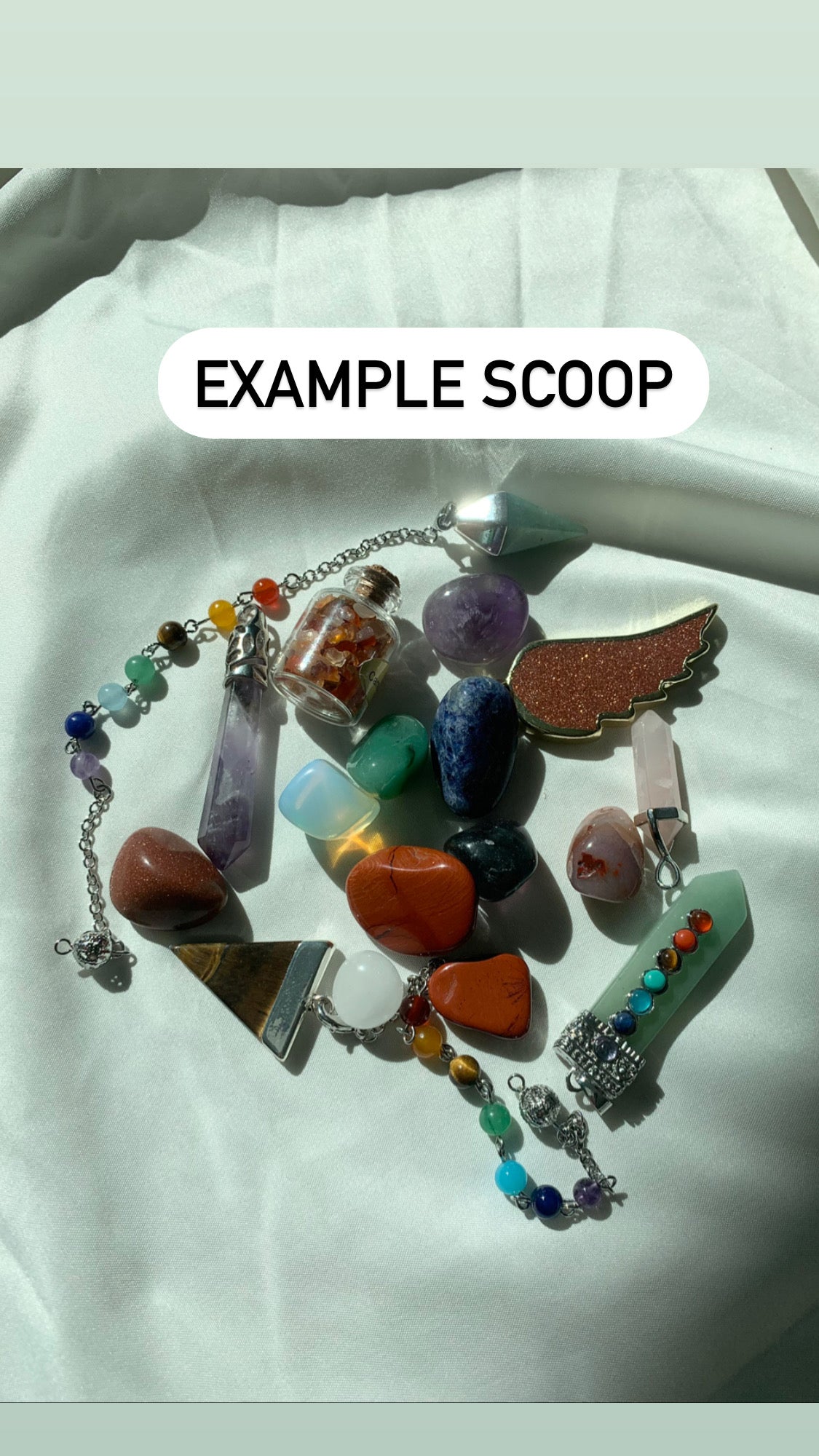 Crystal Confetti Scoop, Lucky Crystal Scoop, Assorted Pendants, Assorted Gemstones
