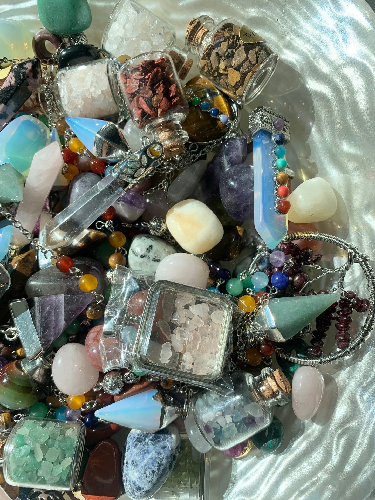 Crystal Confetti Scoop, Lucky Crystal Scoop, Assorted Pendants, Assorted Gemstones