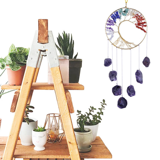 Unique Crystal Wind Chime for Indoor/ Outdoor Decoration- 7 Chakra Crystal Tree- Healing Crystal- Tree of Life