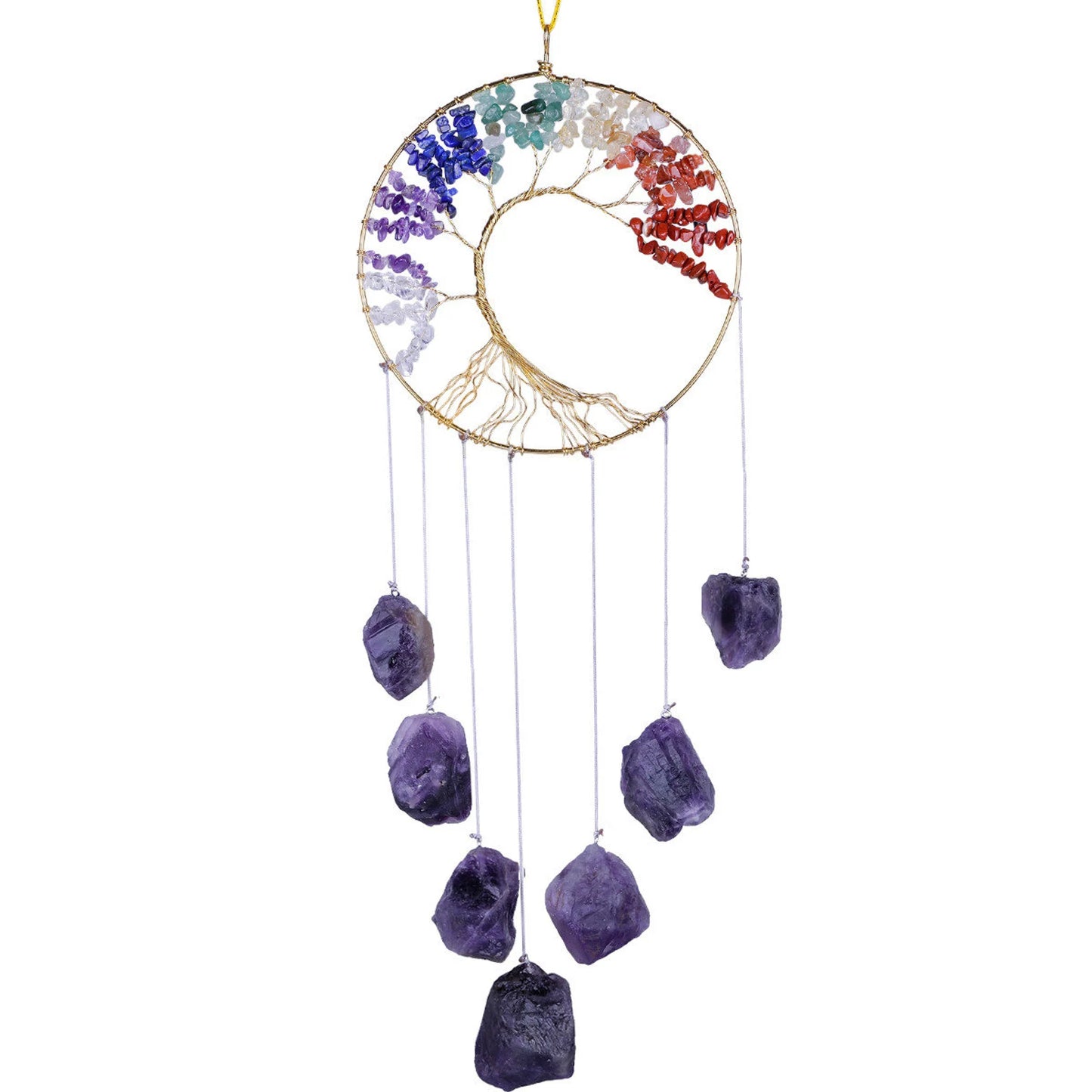Unique Crystal Wind Chime for Indoor/ Outdoor Decoration- 7 Chakra Crystal Tree- Healing Crystal- Tree of Life