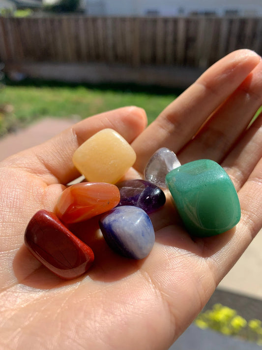 7 Chakra Polished Palm Stones- Reiki Healing Crystal- Chakra Stone Set- Crystal Stones