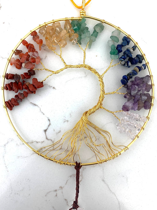 Crystal Wind Chime for Indoor/ Outdoor- 7 Chakra Crystal Tree Healing Crystal Decoration