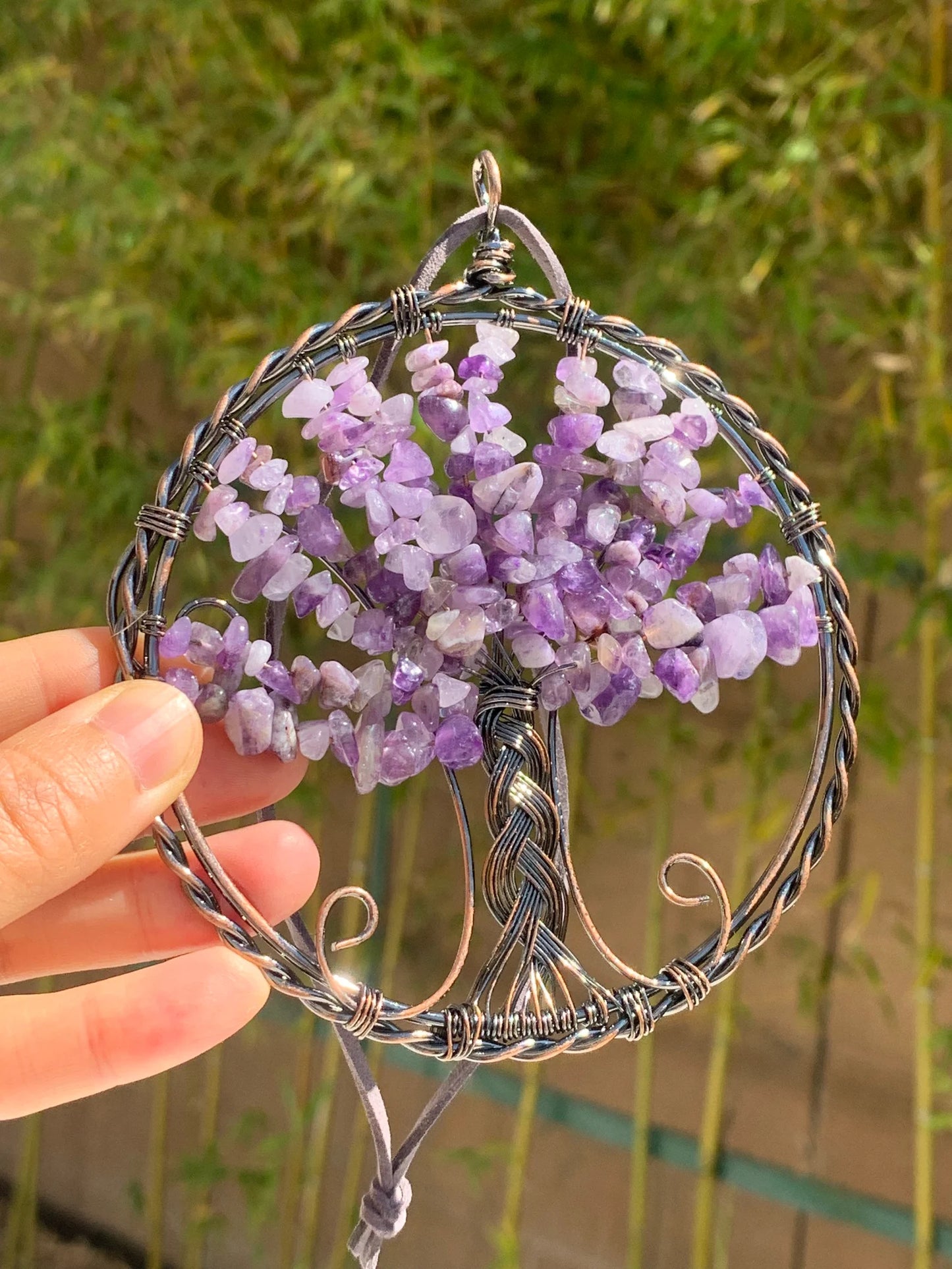 Amethyst Healing Crystal Stone Hanging Ornament Home Indoor Decoration