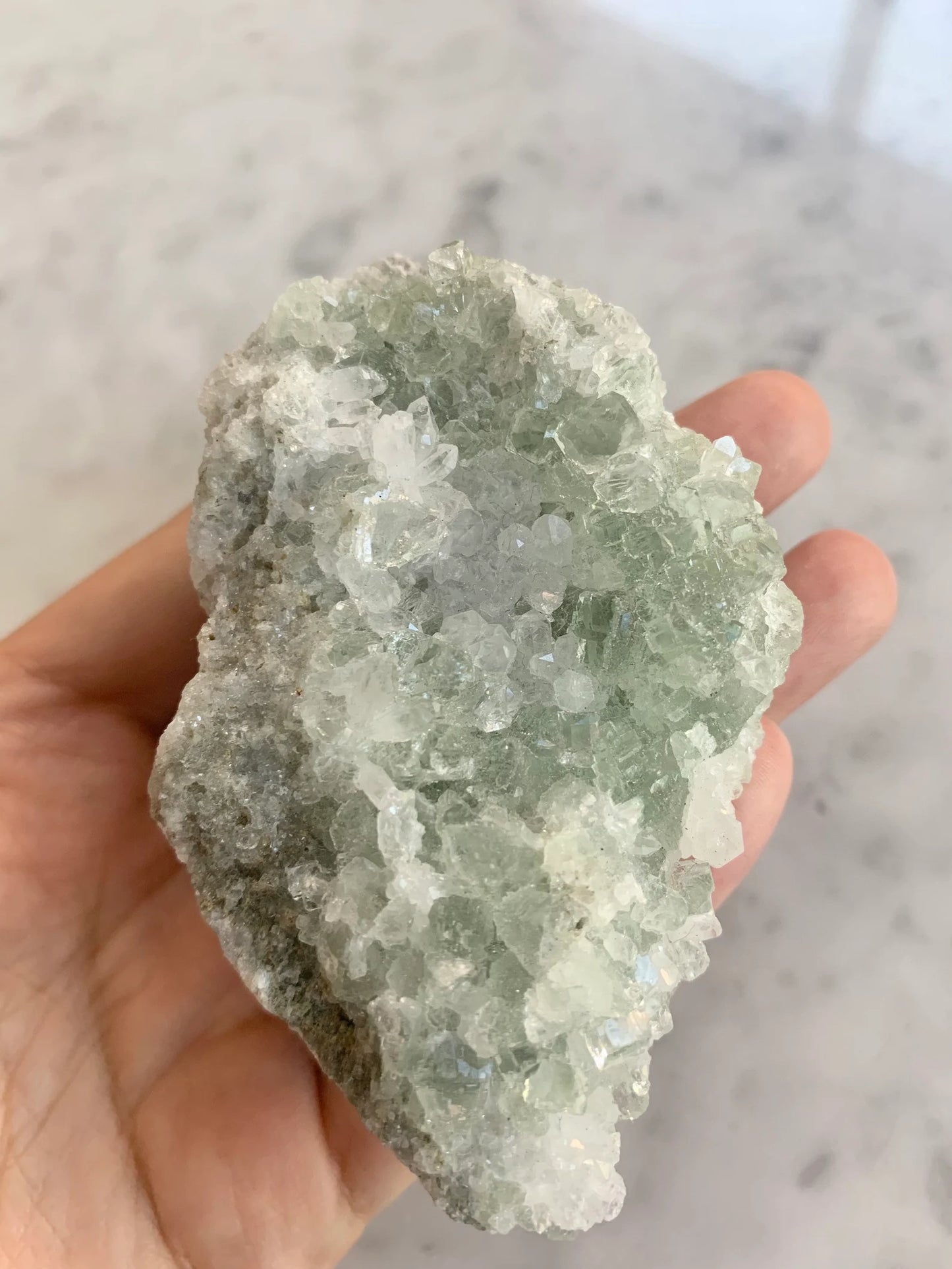 Raw Green Apophyllite Gemstone Cluster,