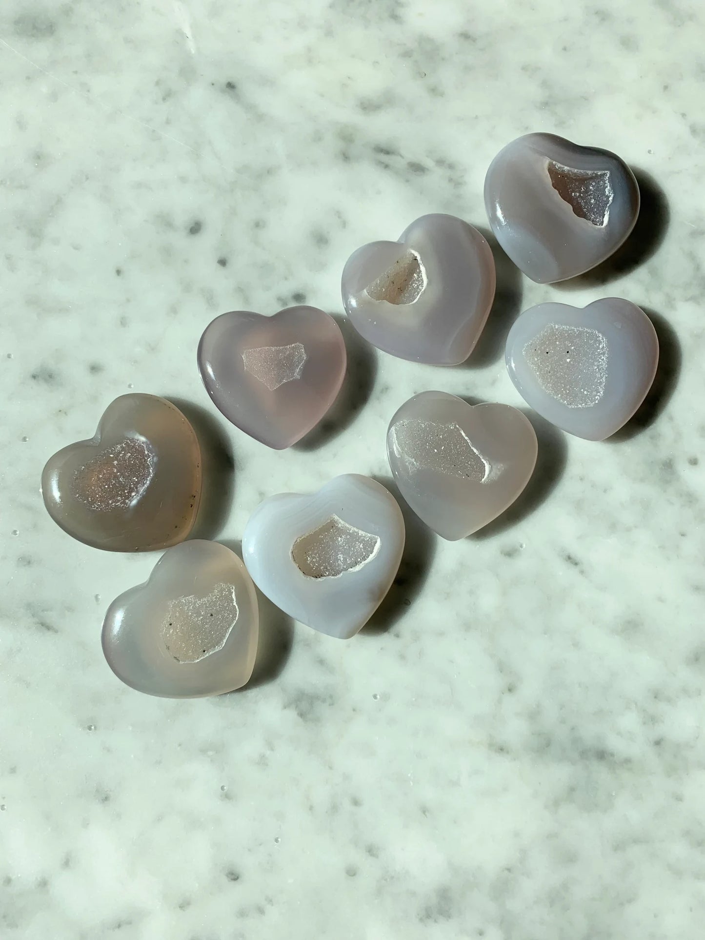 Druzy Agate Hearts, Small and Large