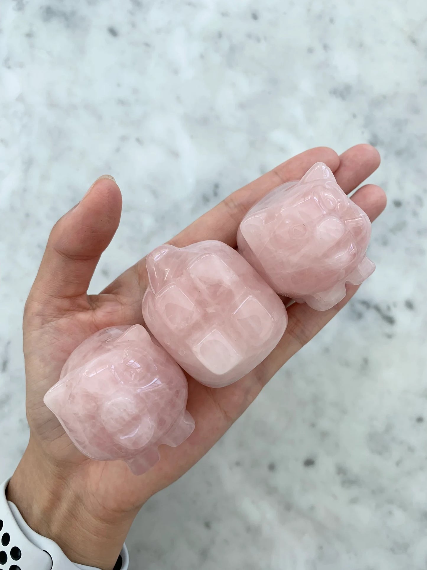 Chunky Rose Quartz Pig Crystal Stone Carvings- Crystal Healing - Crystal Energy- Crystal Animal Carvings