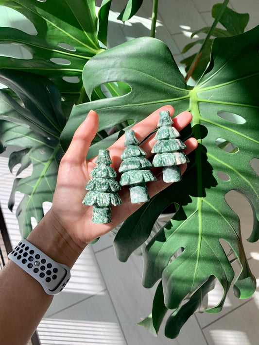 Healing Crystal Mini Christmas Tree Desk Ornament Pocket Stone